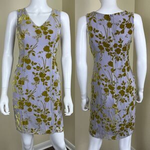 Vintage Hugo Buscati Womens Size 2 Silk Floral Vevlet Jacquard Sheath Mini Dress